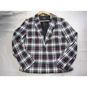 Emily... Plaid One Button Blazer Jacket Women's size 10 Black White Pink